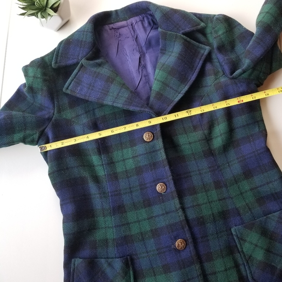 Green and Blue Plaid Women's Jacket - Picture 6 of 8